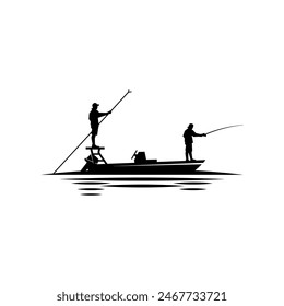 fishing guide. fly fishing silhouette illustration