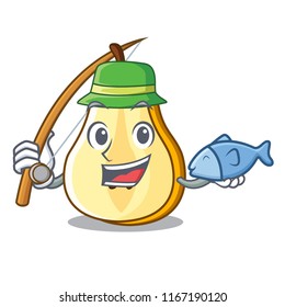 Fishing half of pear isolated on cartoon