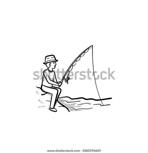 Fishing Hand Drawn Outline Doodle Icon : image vectorielle de stock