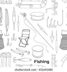 Fishing hand drawn pattern