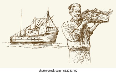 Fishing  Hand drawn
