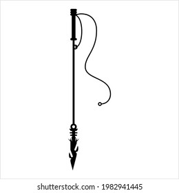 Fishing Harpoon Icon, Spear Shape Instrument Used In Fishing Vector Art Illustration