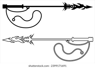 Harpoon-Symbol, Spear-Form-Instrument zum Fischen von Vektorkunstillustration