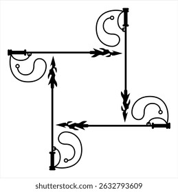 Fischen Harpune Symbol, Speer Form Instrument in der Fischerei verwendet Vektorgrafik