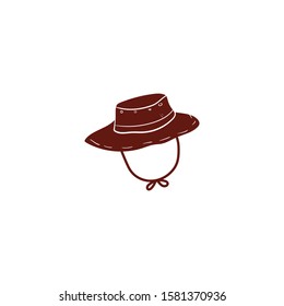 fishing hat doodle icon vector hand drawing 