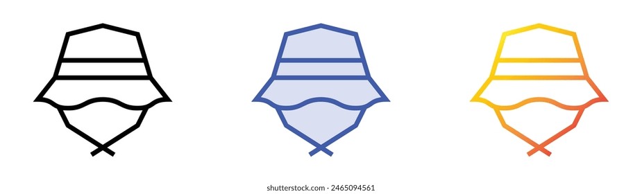 fishing hat icon. Linear, Blue Fill and Gradient Style Design Isolated On White Background