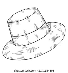 fishing hat isolated doodle hand drawn sketch with outline style