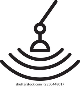 Icono de contorno de gancho de aficionado a la pesca
