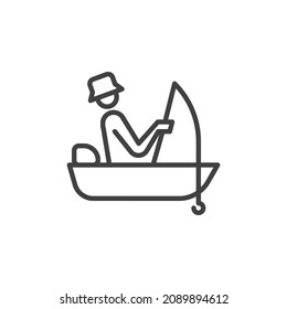 Fishing hobby line icon. linear style sign for mobile concept and web design. Fishing on boat outline vector icon. Symbol, logo illustration. Vector graphics