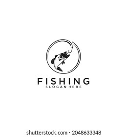 Fishing hobby logo template in white background