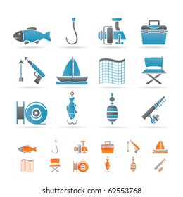 Fishing and holiday icons - vector icon set
