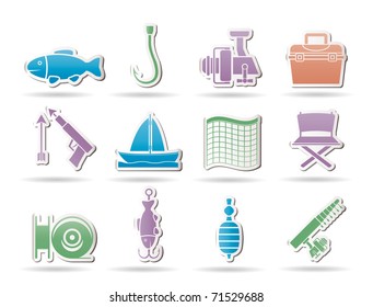 Fishing and holiday icons - vector icon set