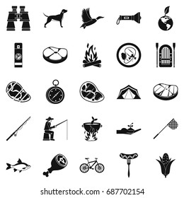 Fishing holidays icons set. Simple set of 25 fishing holidays vector icons for web isolated on white background