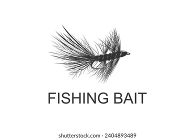 Angelhaken Jing Feder Logo Design Silhouette Vektorgrafik.