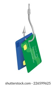 Fishing hook with bank or credit cards