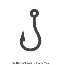 Fishing hook black icon. Fishermen tackle. Vector