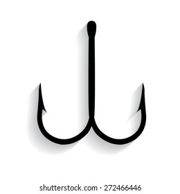 Fishing hook black with shadow