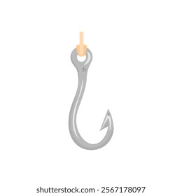 Fishing hook in cartoon style isolated on a white background. Beautiful hand drawn hook.