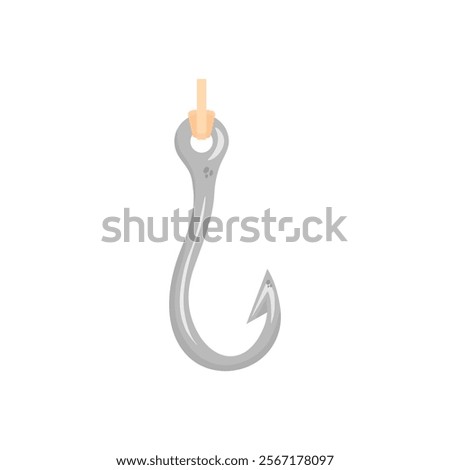 Fishing hook in cartoon style isolated on a white background. Beautiful hand drawn hook.