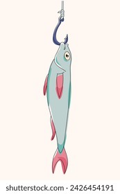 anzuelo de pesca captura peces vector diseño gráfico. anzuelo de pesca captura peces vector ilustración