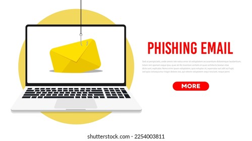 Fishing hook with email. Vector. Cyber protection.