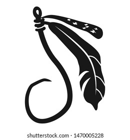 Fishing hook with feather icon. Simple illustration of fishing hook with feather vector icon for web design isolated on white background