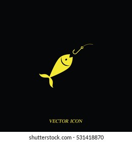 Fishing hook and fish icon.