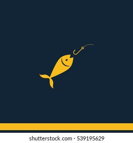 Fishing hook and fish icon.