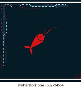 Fishing hook and fish icon.