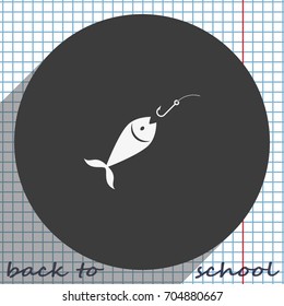 Fishing hook and fish icon.