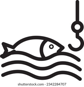 Fishing Hook Fish Outline Icon