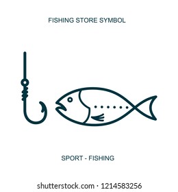 Fishing hook and fish symbol.