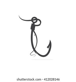 fishing hook and fish vector design template