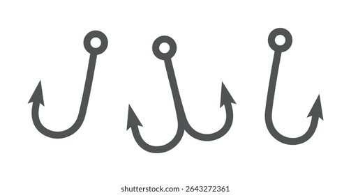 Fishing hook. Fishhook simple silhouette. Flat vector illustration isolated on white background