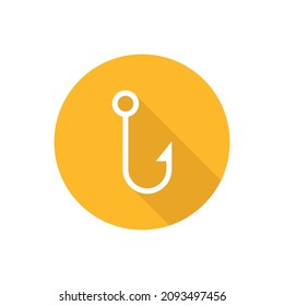 Fishing hook flat icon with shadow