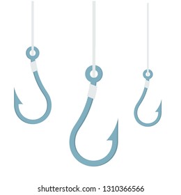 fishing hook flat isolated on white background