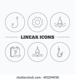 Fishing hook and float icons.