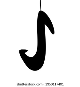 Fishing hook hand drawn symbol for logotype minimalism style black and white