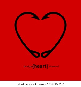 Fishing Hook heart vector illustration. Company logo template.