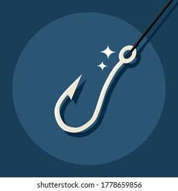 Fishing hook. fishing hooks under sea water. On a blue background. vector
