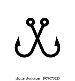 Fishing hook icon. Black contour linear silhouette. Side view. Vector simple flat graphic illustration. The isolated object on a white background. Isolate.