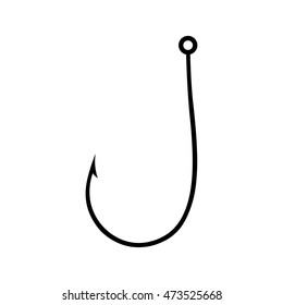 Fishing hook icon , black isolated vector illustration