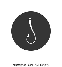 Fishing hook icon, black sign design. Vector
