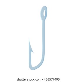 Fishing hook icon in cartoon style isolated on white background vector illustration