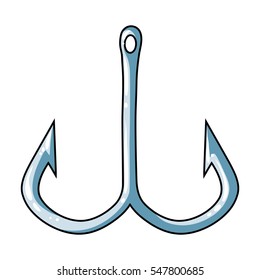 Fishing hook icon in cartoon style isolated on white background. Fishing symbol stock vector illustration.