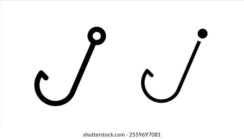 Fishing Hook Icon collection in filled and stroke style.