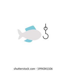 Fishing and hook icon in color icon, isolated on white background 