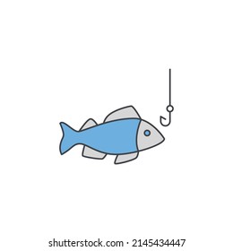 icono de gancho de pesca en color, aislado en fondo blanco 