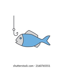 fishing hook icon in color icon, isolated on white background 