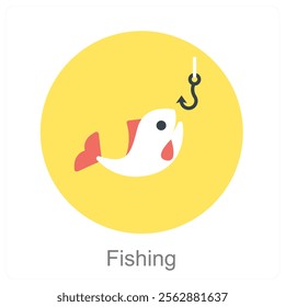 Fishing and hook icon concept